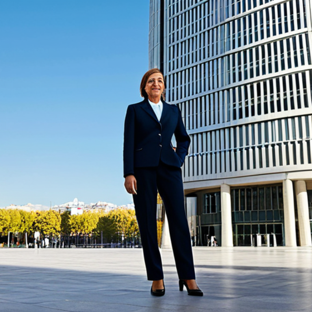 **
"A professional businesswoman in a modest business suit, standing in front of the Torre Picasso in Madrid, fully clothed, appropriate attire, safe for work, perfect anatomy, natural proportions, professional photography, high quality. The scene is bright and sunny, showcasing the modern architecture of the building. Family-friendly."
**