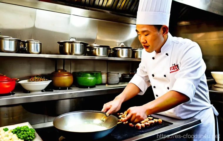 중국 요리 책 추천 - **"A master chef, exuding expertise and passion, stands in an authentic, bustling Sichuan restaurant...
