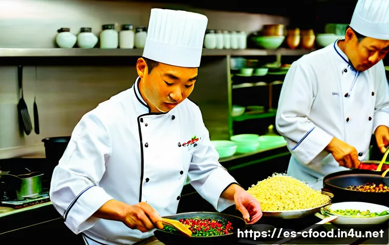 중식 요리사 인터뷰 - **A Master of Sichuan Cuisine:** A skilled male Chinese chef in his late 40s, with a focused and wis...