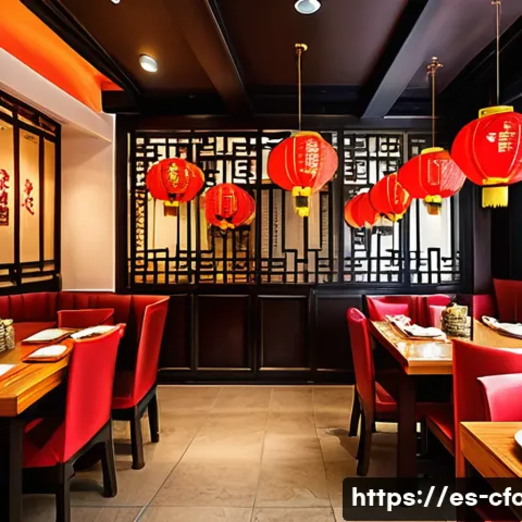 중식당 매출 증가 비법 - A vibrant, cozy Chinese restaurant interior in a Spanish city, featuring authentic traditional decor...