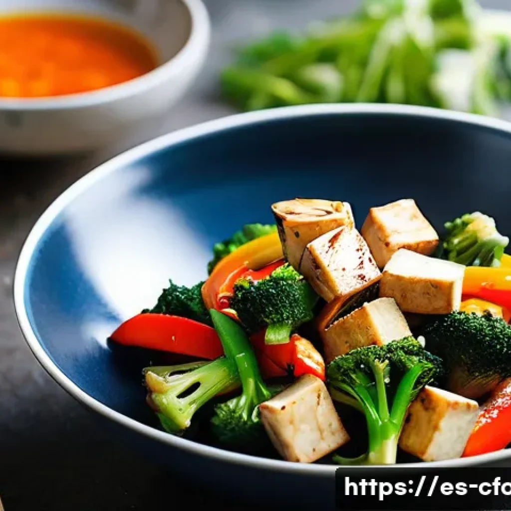 중식 건강식 요리법 - A vibrant, healthy Chinese stir-fry dish featuring fresh seasonal vegetables like broccoli, carrots,...